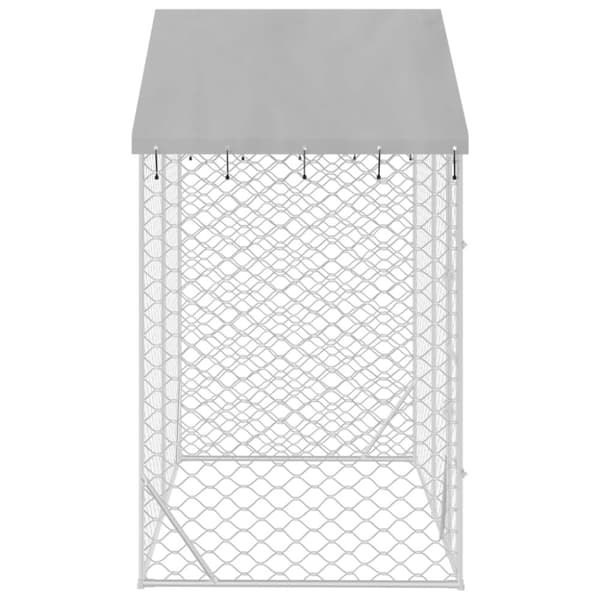 vidaXL Hundgård med tak silver 3x1,5x2,5 m galvaniserat stål - Hundkojor & rastgårdar