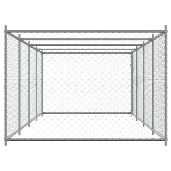 vidaXL hundegård med låge 8x2x1,5 m galvaniseret stål grå -  Hundebure & løbegårde