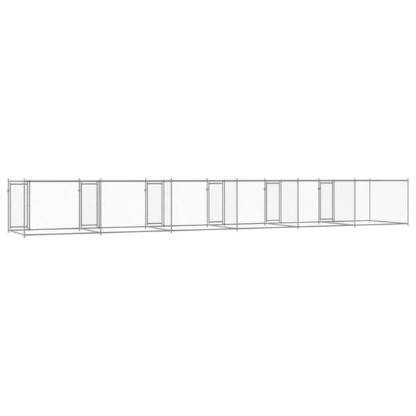 vidaXL hundegård med låger 12x2x1,5 m galvaniseret stål grå -  Hundebure & løbegårde