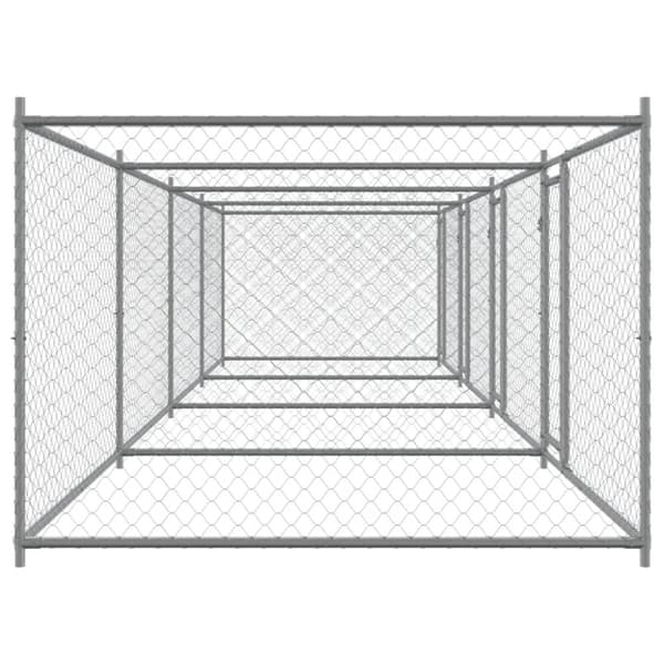 vidaXL Koiranhäkki ovilla harmaa 8x2x1,5 m galvanoitu teräs -  Koiranhäkit & aitaukset