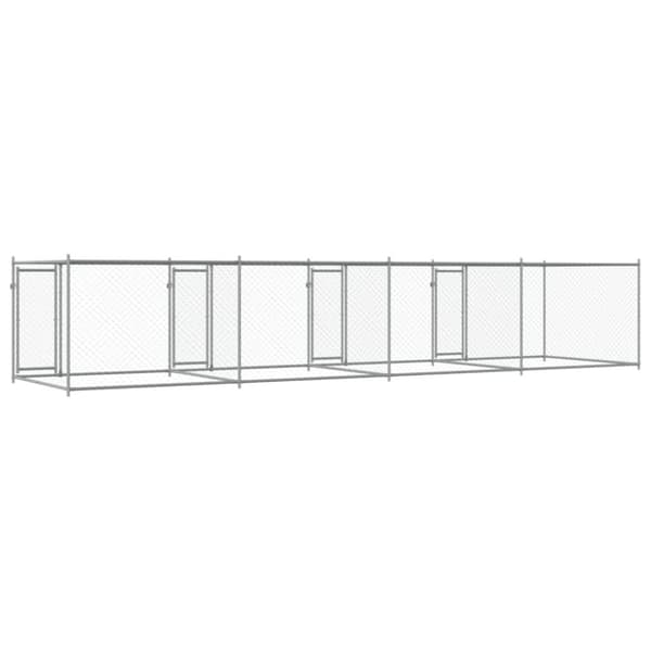 vidaXL Koiranhäkki ovilla harmaa 8x2x1,5 m galvanoitu teräs -  Koiranhäkit & aitaukset