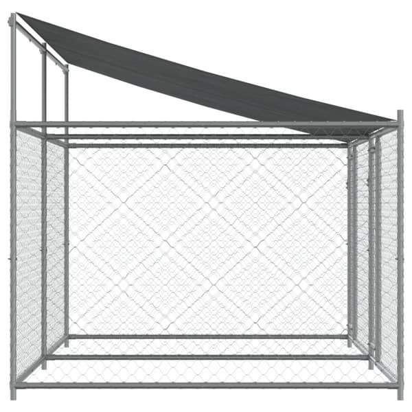 vidaXL hundegård med tag og låger 4x2x2 m galvaniseret stål grå -  Hundebure & løbegårde