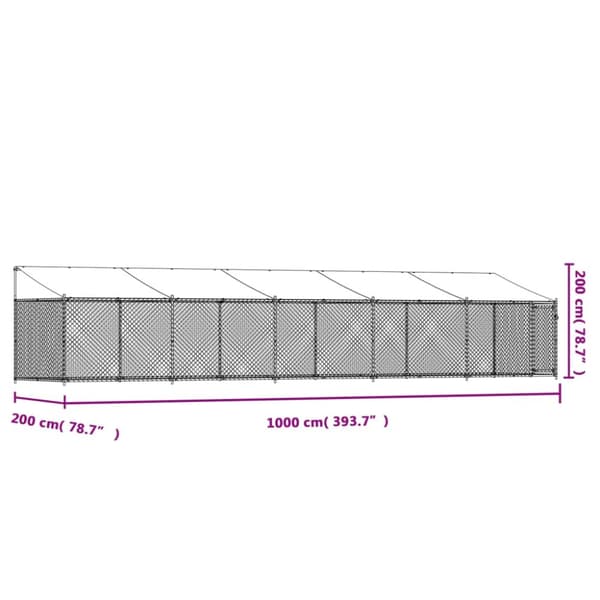 vidaXL Koiranhäkki katolla ja ovella harmaa 10x2x2 m galvanoitu teräs -  Koiranhäkit & aitaukset