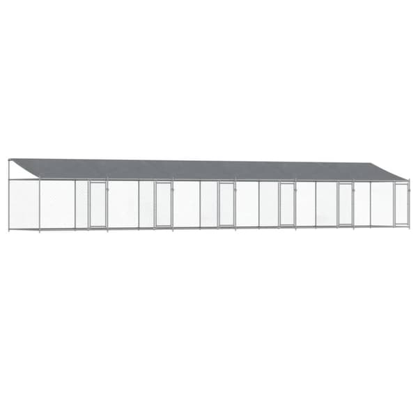vidaXL Koiranhäkki katolla ja ovilla harmaa 12x2x2 m galvanoitu teräs - Koiranhäkit & aitaukset