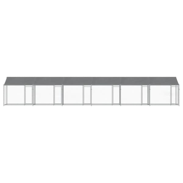 vidaXL Koiranhäkki katolla ja ovilla harmaa 12x2x2 m galvanoitu teräs - Koiranhäkit & aitaukset