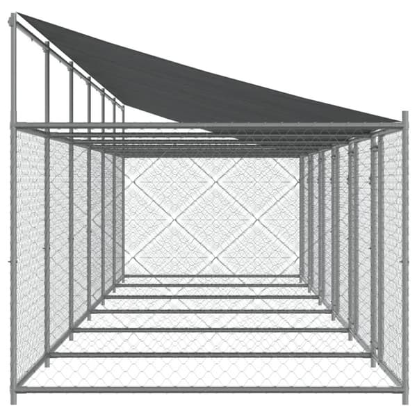 vidaXL Koiranhäkki katolla ja ovilla harmaa 12x2x2 m galvanoitu teräs - Koiranhäkit & aitaukset