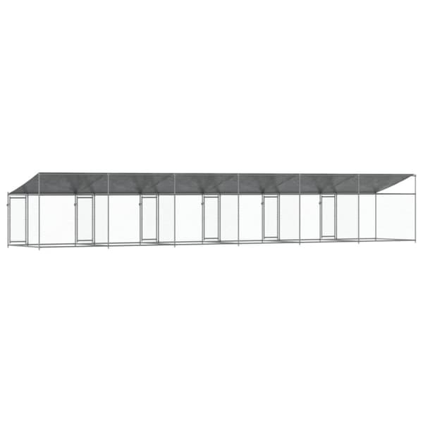 vidaXL Koiranhäkki katolla ja ovilla harmaa 12x2x2 m galvanoitu teräs - Koiranhäkit & aitaukset