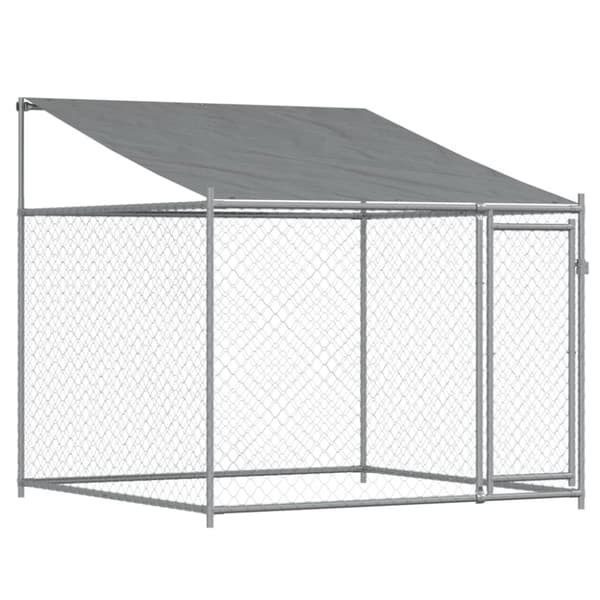 vidaXL Koiranhäkki katolla ja ovilla harmaa 12x2x2 m galvanoitu teräs - Koiranhäkit & aitaukset
