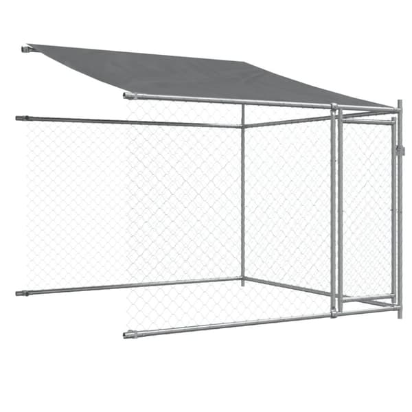 vidaXL Koiranhäkki katolla ja ovilla harmaa 12x2x2 m galvanoitu teräs - Koiranhäkit & aitaukset