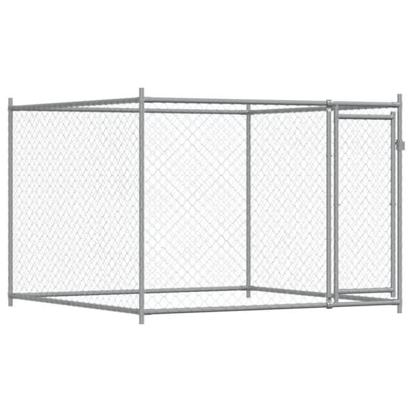 vidaXL hundegård med låge 4x2x1,5 m galvaniseret stål grå -  Hundebure & løbegårde