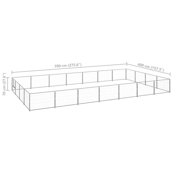 The Living Store hundeløbegård 28 m² stål sølvfarvet -  Hundebure & løbegårde