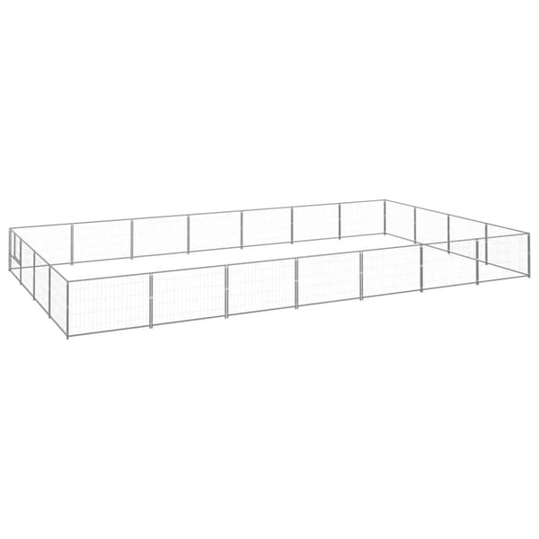 The Living Store hundeløbegård 28 m² stål sølvfarvet -  Hundebure & løbegårde