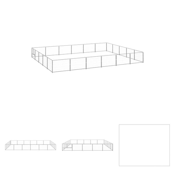 The Living Store hundeløbegård 30 m² stål sølvfarvet -  Hundebure & løbegårde