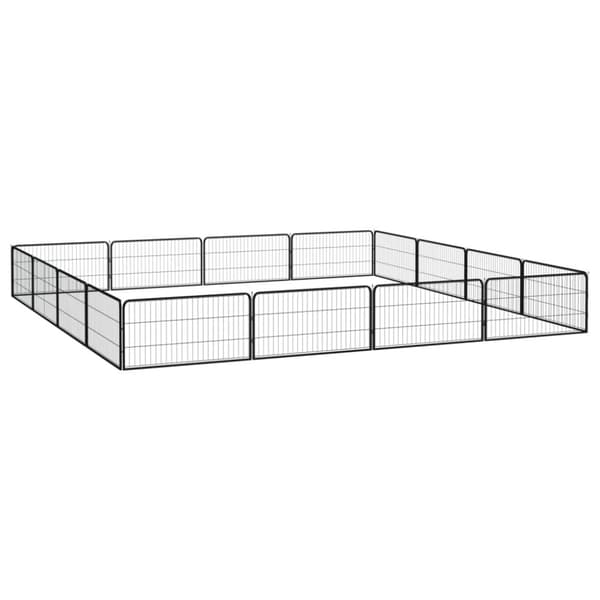 The Living Store Koiranhäkki 16 paneelia musta 100x50 cm jauhemaalattu teräs -  Koiranhäkit & aitaukset