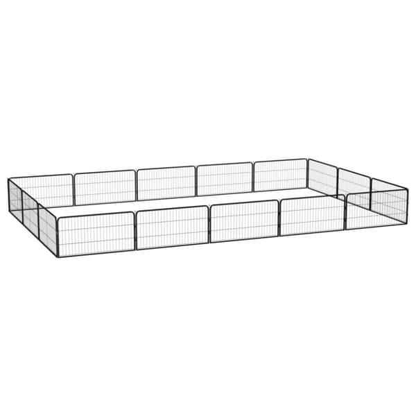 The Living Store Koiranhäkki 16 paneelia musta 100x50 cm jauhemaalattu teräs -  Koiranhäkit & aitaukset