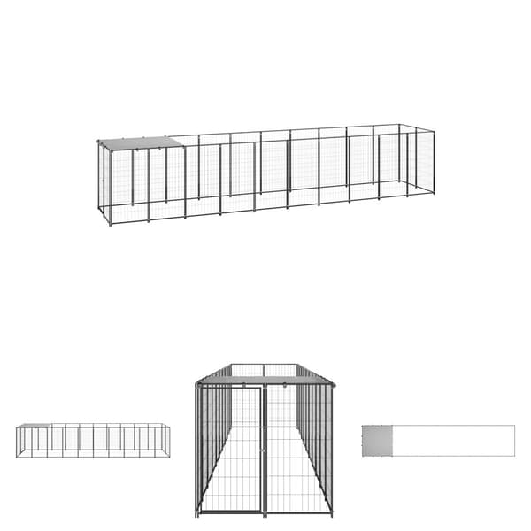 The Living Store hundeløbegård 6,05 m² stål sort -  Hundebure & løbegårde
