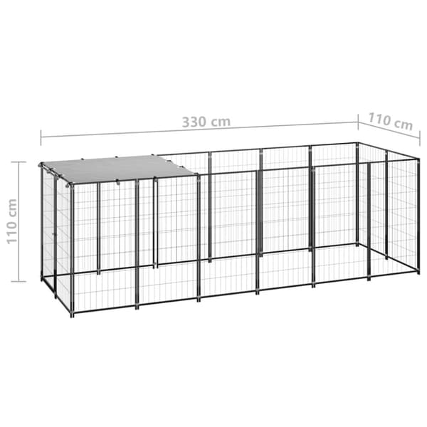 The Living Store hundeløbegård 330x110x110 cm stål sort -  Hundebure & løbegårde