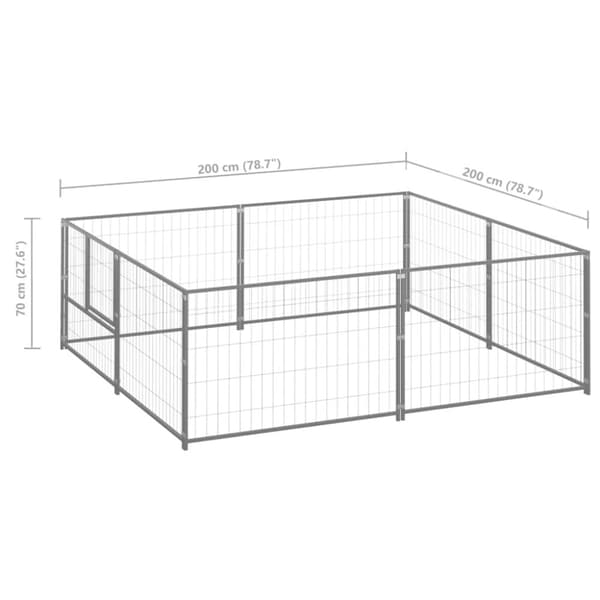 The Living Store Koiranhäkki hopea 4 m² teräs -  Koiranhäkit & aitaukset