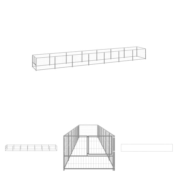 The Living Store Koiranhäkki hopea 7 m² teräs -  Koiranhäkit & aitaukset