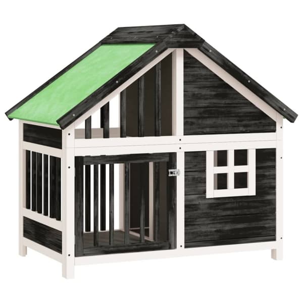 The Living Store hundehus 96x60,5x87 cm massivt fyrretræ grå - Hundebure & løbegårde