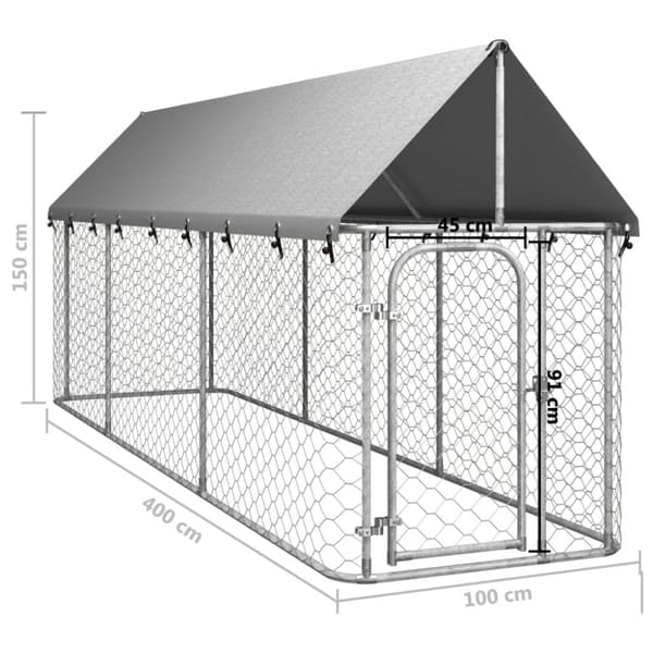 The Living Store Koiran ulkohäkki katoksella 400x100x150 cm - Koiranhäkit & aitaukset
