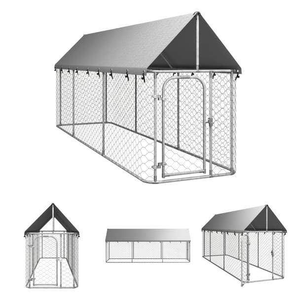 The Living Store Koiran ulkohäkki katoksella 400x100x150 cm - Koiranhäkit & aitaukset