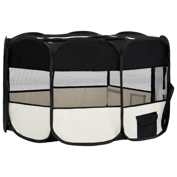 The Living Store foldbar hundegård med bæretaske 145x145x61 cm sort -  Hundebure & løbegårde