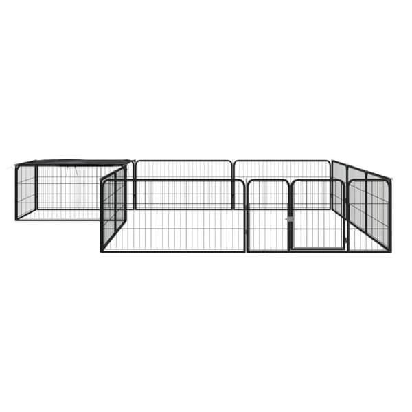 The Living Store 12-panels hundegård 100x50 cm pulverlakeret stål sort - Hundebure & løbegårde