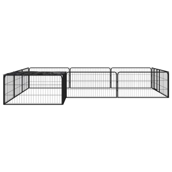 The Living Store 12-panels hundegård 100x50 cm pulverlakeret stål sort - Hundebure & løbegårde