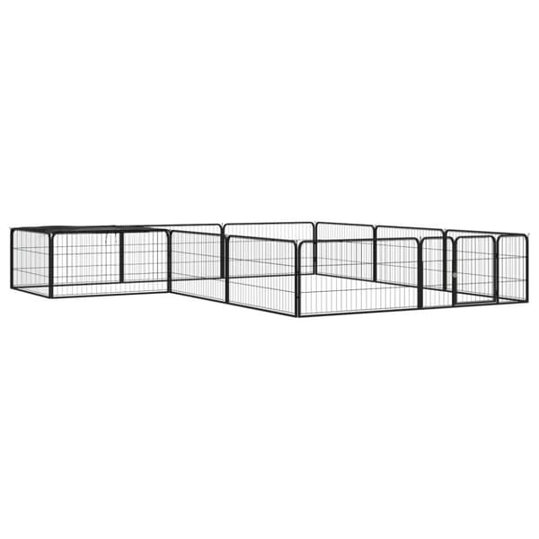 The Living Store 12-panels hundegård 100x50 cm pulverlakeret stål sort - Hundebure & løbegårde