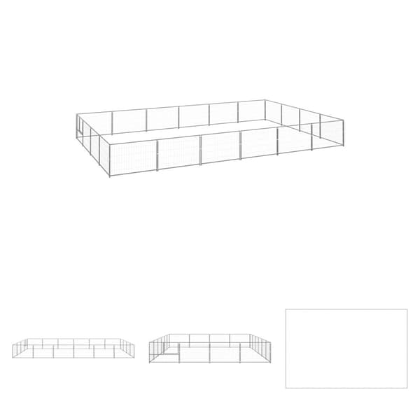 The Living Store hundeløbegård 24 m² stål sølvfarvet -  Hundebure & løbegårde