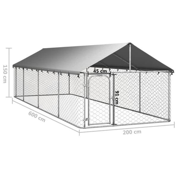 The Living Store Koiran ulkohäkki katoksella 600x200x150 cm -  Koiranhäkit & aitaukset