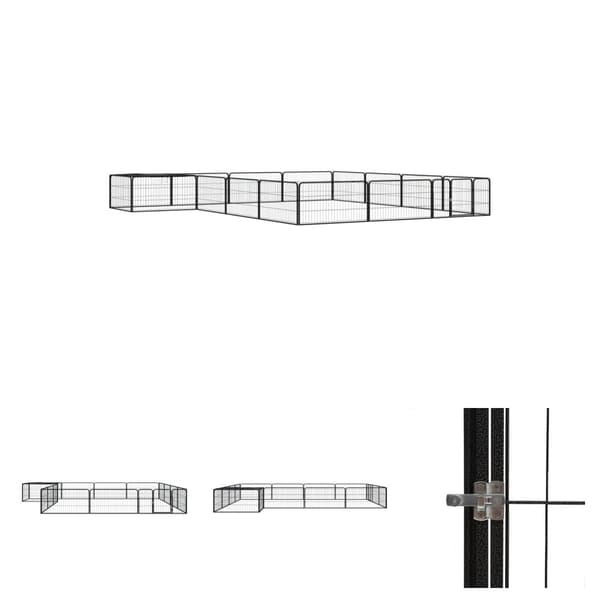 The Living Store 16-panels hundegård 100x50 cm pulverlakeret stål sort -  Hundebure & løbegårde