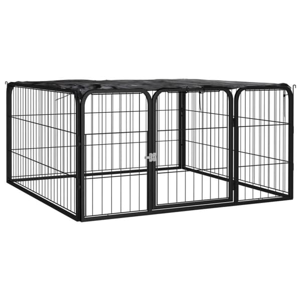 The Living Store hundegård 100x50 cm 4 paneler pulverlakeret stål sort -  Hundebure & løbegårde