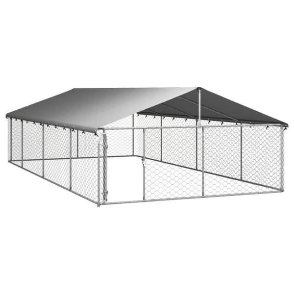 The Living Store Koiran ulkohäkki katoksella 600x300x150 cm - Koiranhäkit & aitaukset