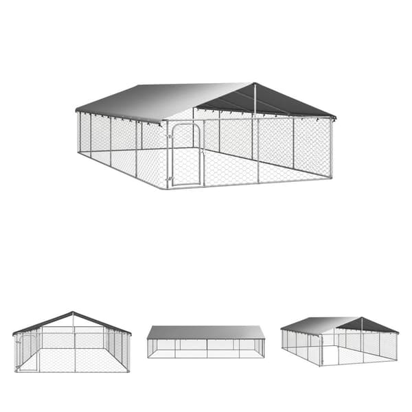The Living Store Koiran ulkohäkki katoksella 600x300x150 cm - Koiranhäkit & aitaukset