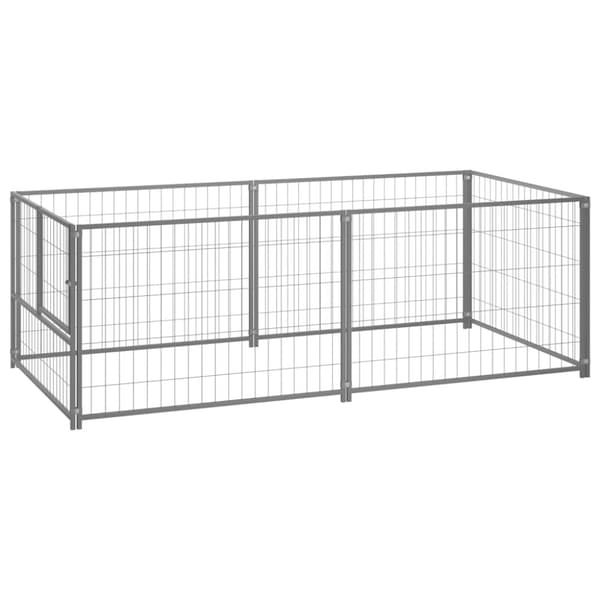 The Living Store hundeløbegård 200x100x70 cm stål sølvfarvet -  Hundebure & løbegårde