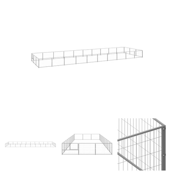 The Living Store hundeløbegård 30 m² stål sølvfarvet -  Hundebure & løbegårde