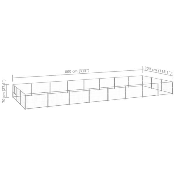 The Living Store hundeløbegård 24 m² stål sølvfarvet -  Hundebure & løbegårde