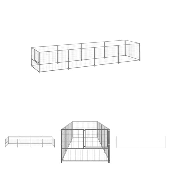 The Living Store Koiranhäkki hopea 4 m² teräs -  Koiranhäkit & aitaukset
