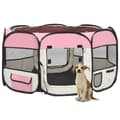 Miniatyrbillede 2 af 11: The Living Store foldbar hundegård med bæretaske 125x125x61 cm lyserød -  Hundebure & løbegårde