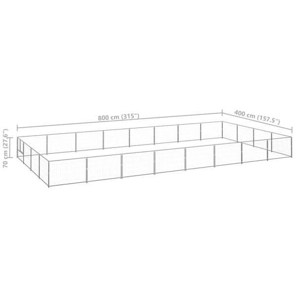 The Living Store hundeløbegård 32 m² stål sølvfarvet -  Hundebure & løbegårde