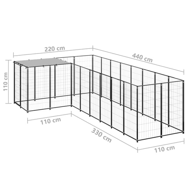 The Living Store hundeløbegård 6,05 m² stål sort -  Hundebure & løbegårde