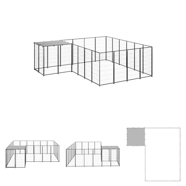 The Living Store Koiranhäkki musta 8,47 m² teräs -  Koiranhäkit & aitaukset