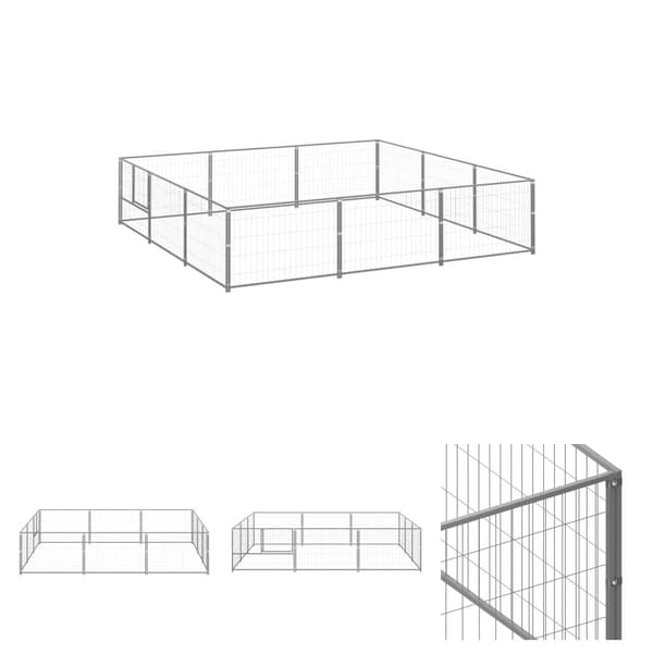 The Living Store Koiranhäkki hopea 9 m² teräs -  Koiranhäkit & aitaukset