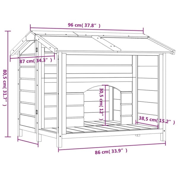 The Living Store Hundgård brun 96x87x80,5 massiv furu - Hundkojor & rastgårdar