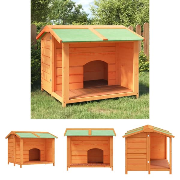 The Living Store Hundgård brun 96x87x80,5 massiv furu -  Hundkojor & rastgårdar