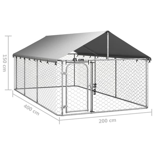 The Living Store Koiran ulkohäkki katoksella 400x200x150 cm - Koiranhäkit & aitaukset