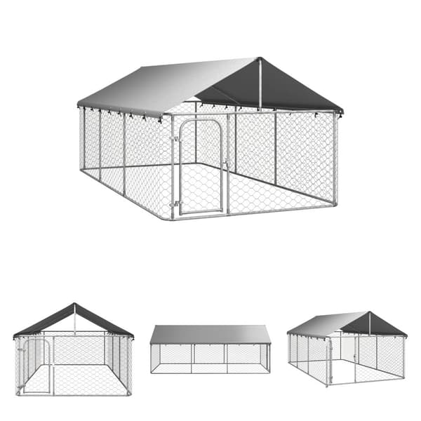The Living Store Koiran ulkohäkki katoksella 400x200x150 cm - Koiranhäkit & aitaukset