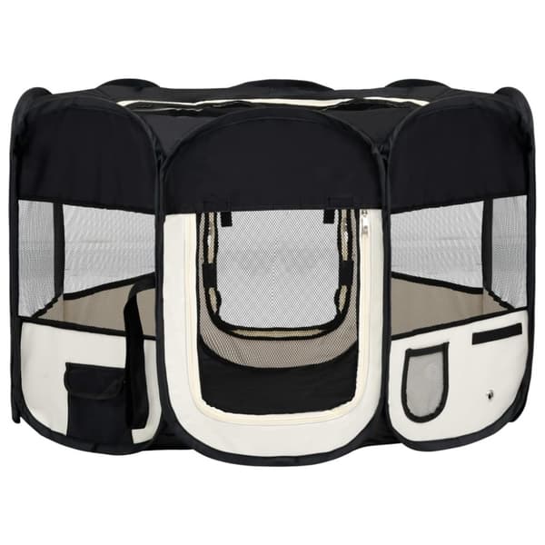 The Living Store foldbar hundegård med bæretaske 110x110x58 cm sort -  Hundebure & løbegårde